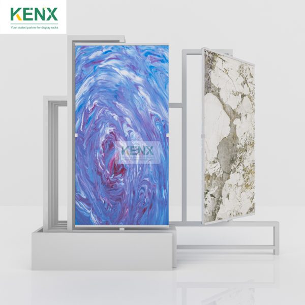 Sliding rotatable ceramic tile display frame