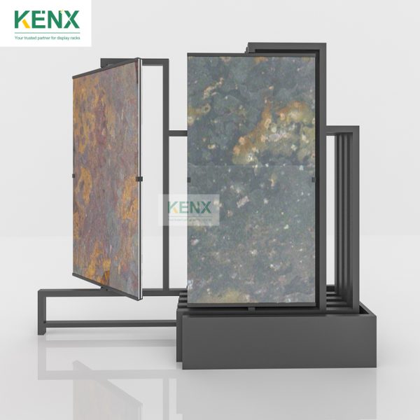 Sliding rotatable ceramic tile display frame