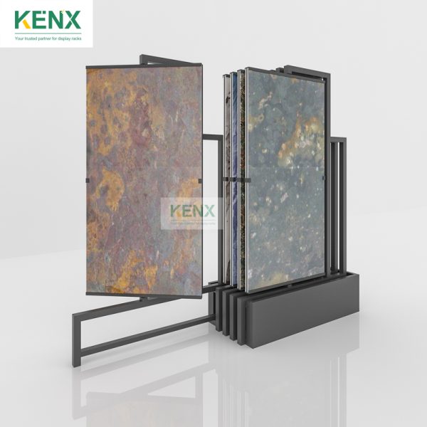 Sliding rotatable ceramic tile display frame