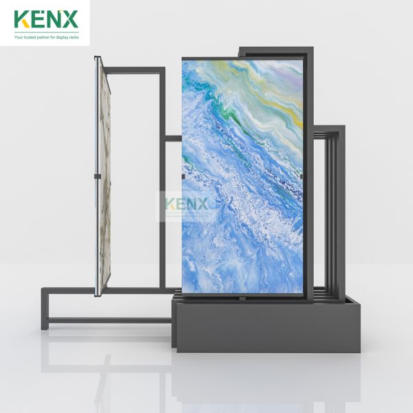 Sliding rotatable ceramic tile display frame