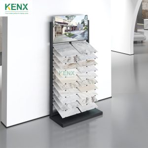 Vertical waterfall tile display stand