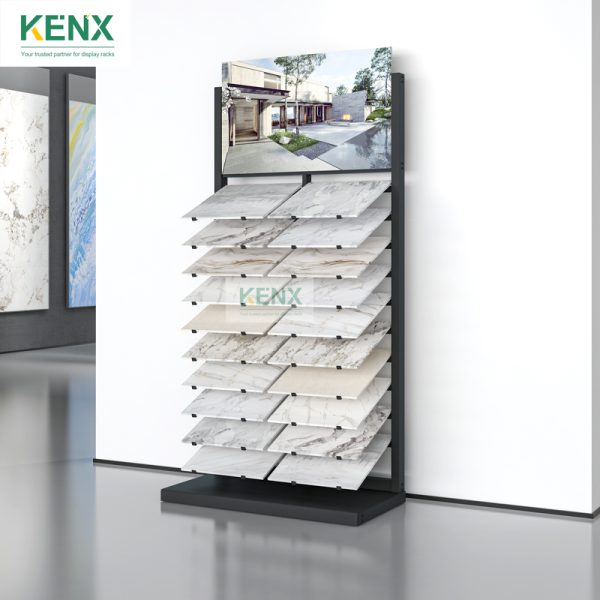 Vertical waterfall tile display stand