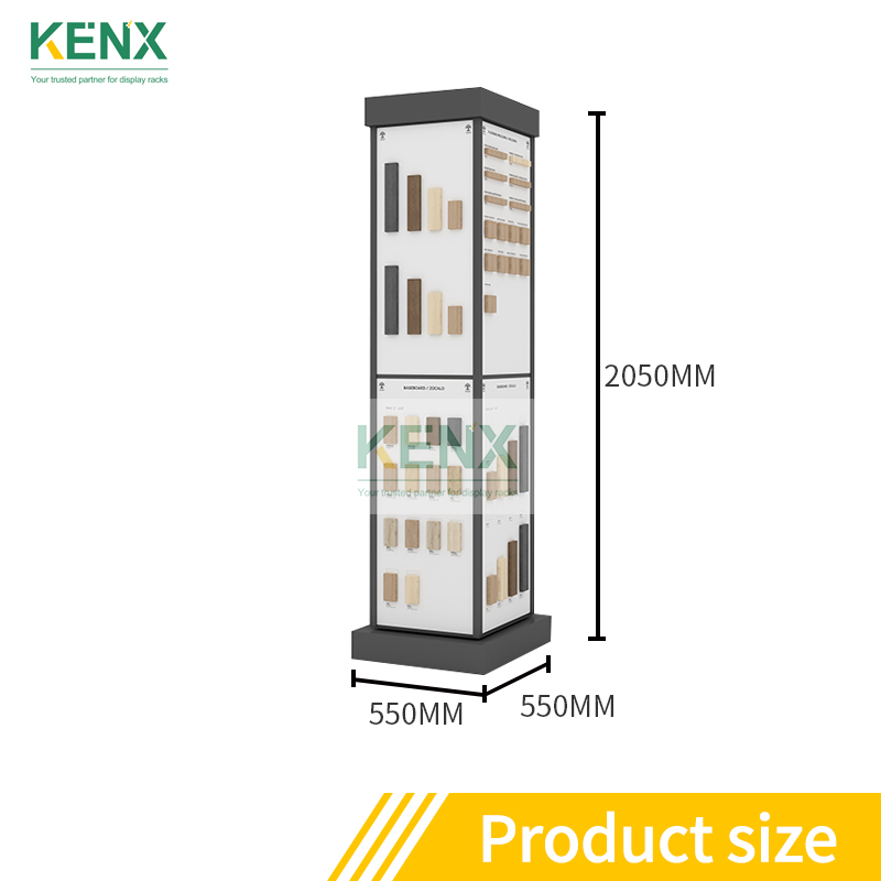 Vertical rotating tile flooring display stands