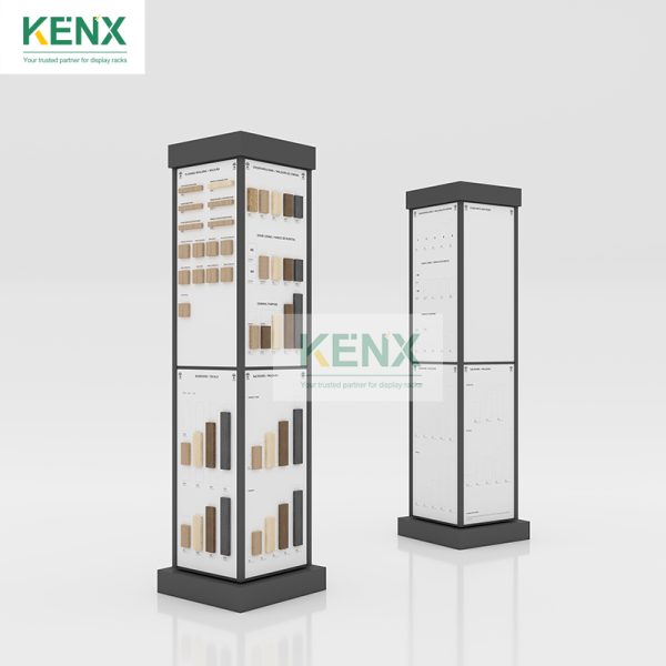 Vertical rotating tile flooring display stands