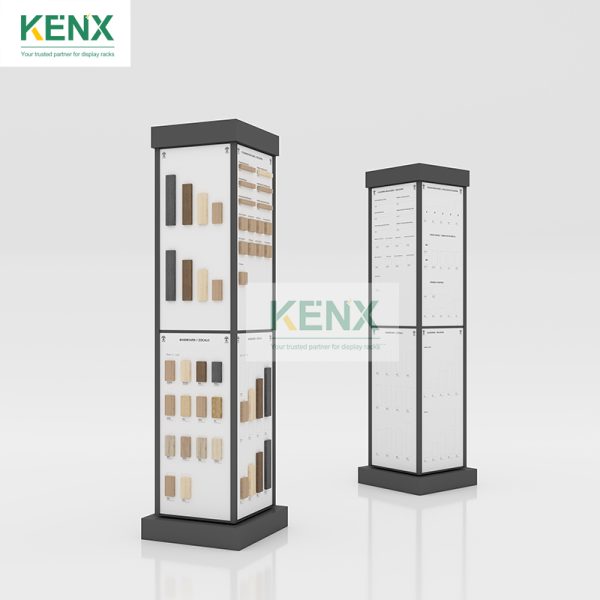 Vertical rotating tile flooring display stands