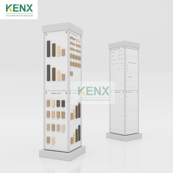 Vertical rotating tile flooring display stands