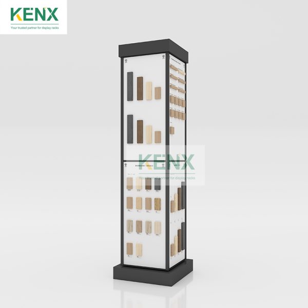 Vertical rotating tile flooring display stands