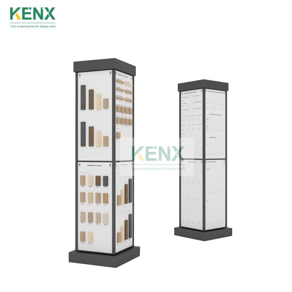 Vertical rotating tile flooring display stands