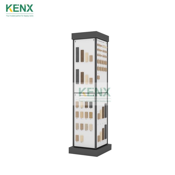 Vertical rotating tile flooring display stands