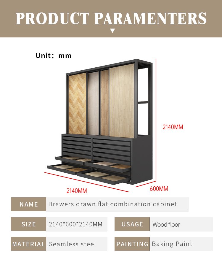 Estante de exhibición deslizante para pisos laminados de madera recuperada