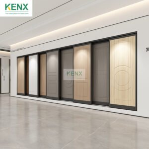 Wood Door Display Stand Pull-Push Design