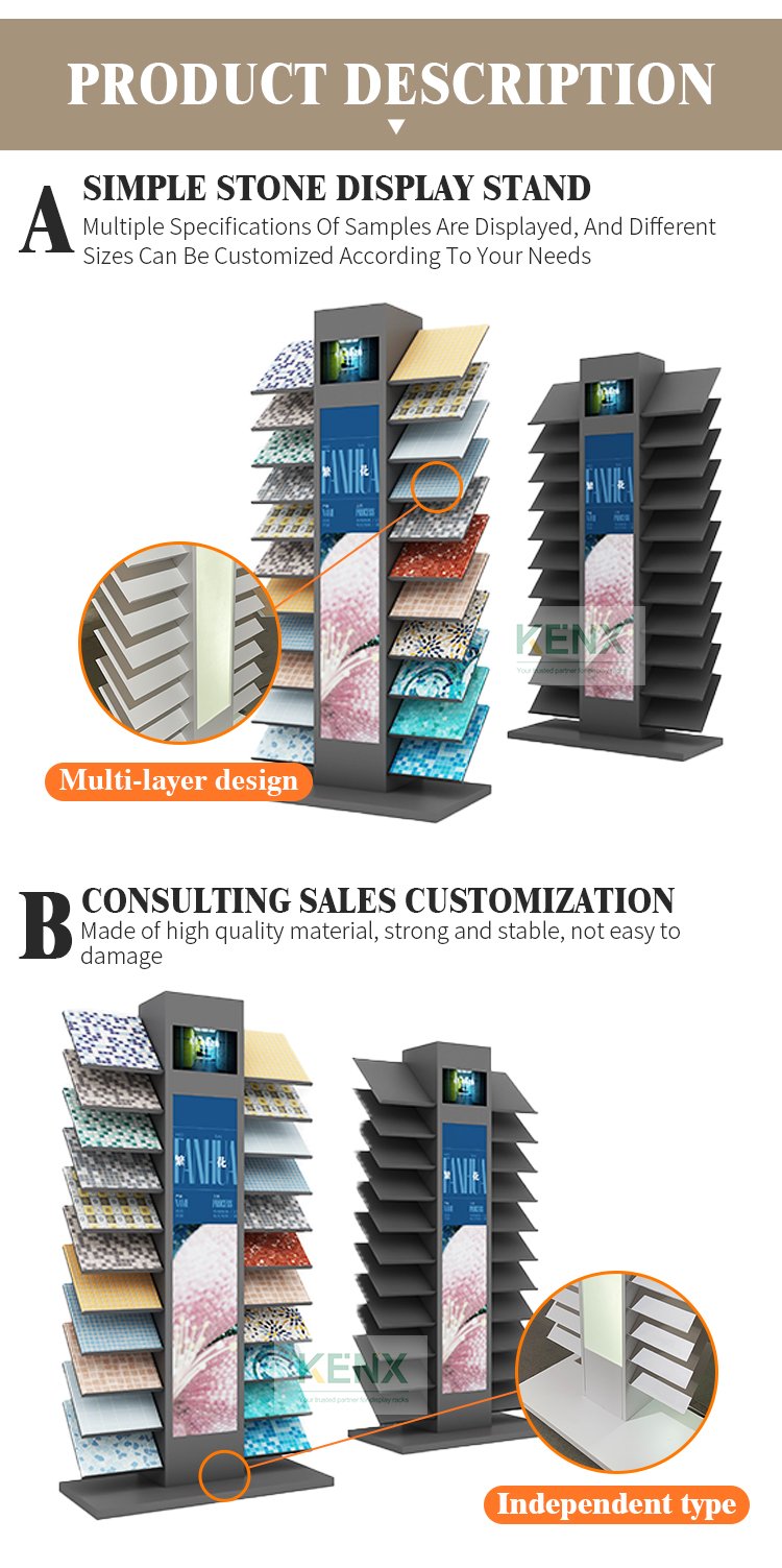 Mosaic Floor Tile​ Vertical Display Stands with Light